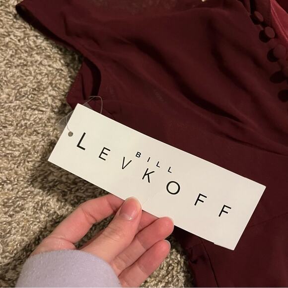 NWT BILL LEVKOFF Jessie Wine Chiffon Sweetheart Princess Bridesmaid Dress 2 - Picture 9 of 11